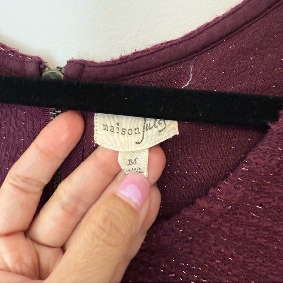 Maison Jules Deep Purple/Burgundy Knit Mini Dress with Gold Sparkles Size M - Picture 8 of 9
